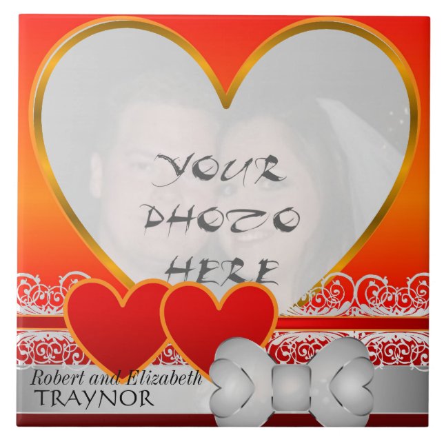 Azulejo Marco de foto de mosaico cerámico el día de San Va (Frente)