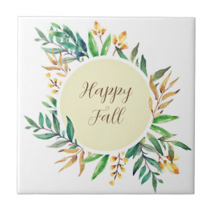 Azulejo Marco de hojas de otoño con texto personalizable