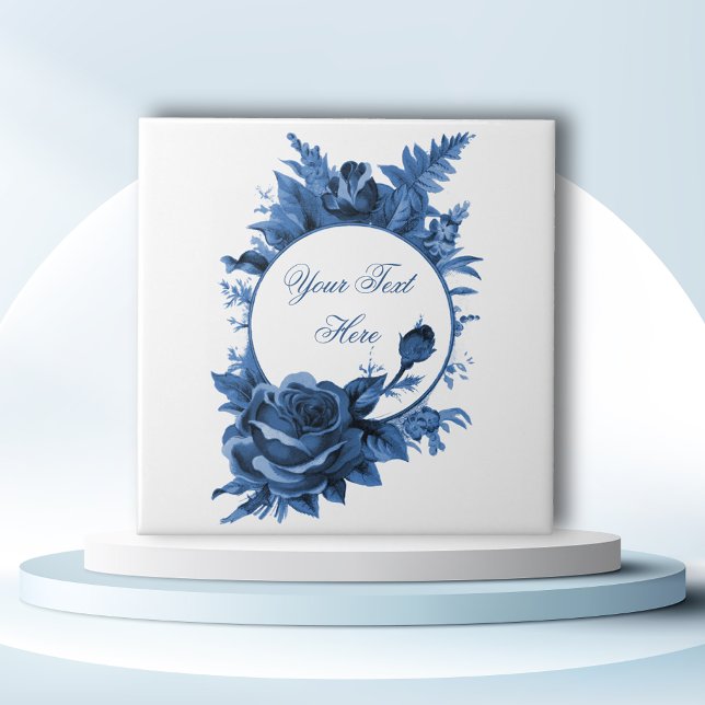 Azulejo Marco floral azul de porcelana (Subido por el creador)