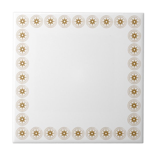 Azulejo Marco simple de medallón Starburst de oro (Frente)