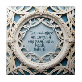 Azulejo Marco tejido blanco sobre versículos de la Biblia 
