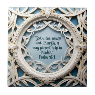 Azulejo Marco tejido blanco sobre versículos de la Biblia