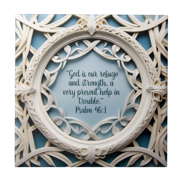 Azulejo Marco tejido blanco sobre versículos de la Biblia  (Frente)