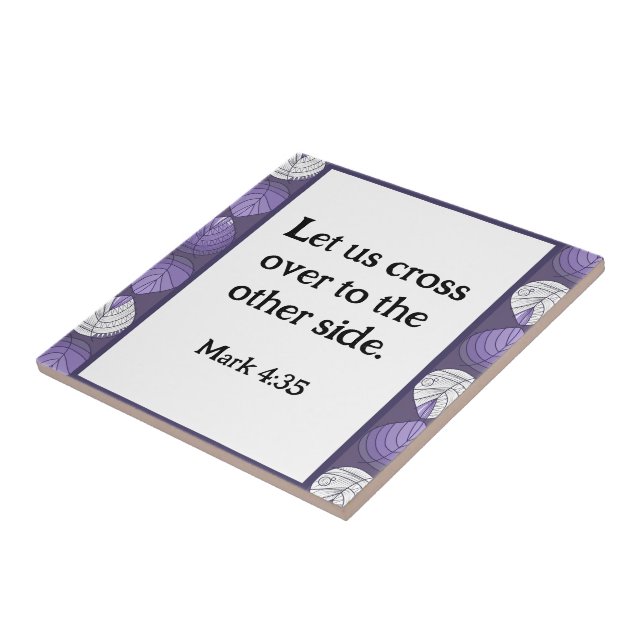 Azulejo Marcos 4:35 Cabeza de pescado sale de Lilac (Lado)