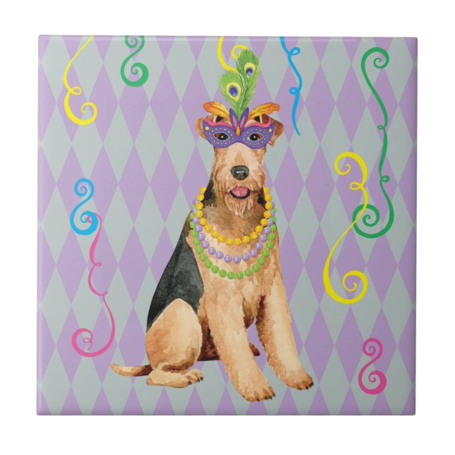 Azulejo Mardi Gras Airedale (Frente)