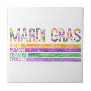 Azulejo Mardi Gras Bebidas Desfile Deportes King Cake
