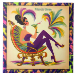 Azulejo Mardi Gras Martini futurista de mediados de siglo
