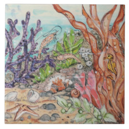 Azulejo Marea Life Camarón Marítimo Caballo Coral Ocean Mu