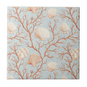 Azulejo Mares de Coral de Terracota Azul Océano