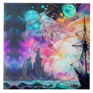 Azulejo Mares tormentosos, barco futurista Resumen de la L