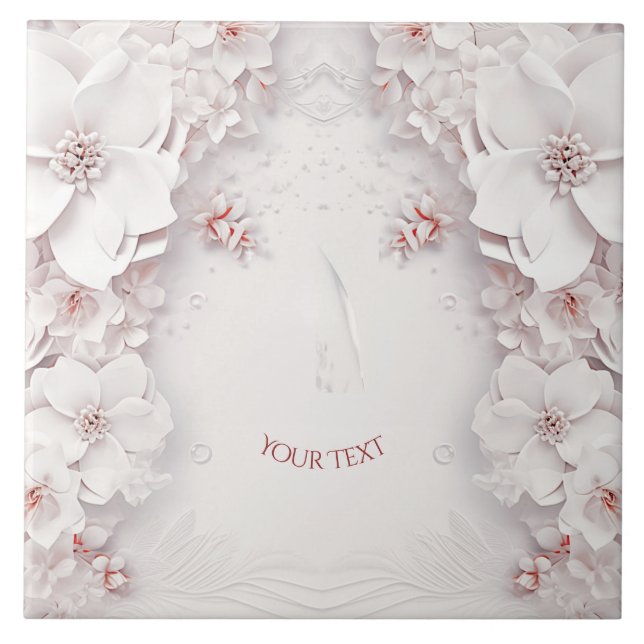 Azulejo Marfil Rubor Pink Floral Cerámica Tile (Frente)