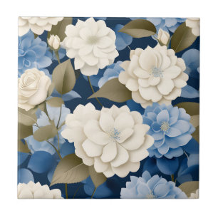 Azulejo Marfil y Blue Hydrangea Serenity Floral