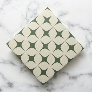 Azulejo Marfil y Verde Oscuro Moderno de Medianos del Sigl