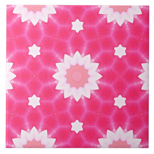 Azulejo margarita blanca y estrellas sobre el fondo rosado (Frente)