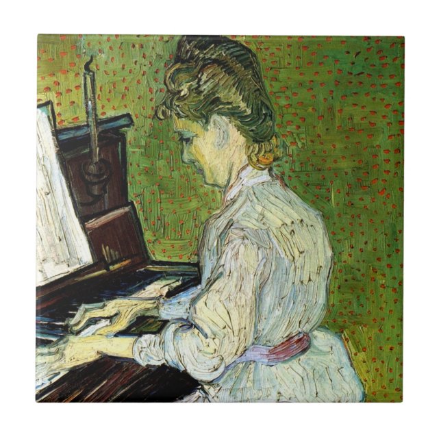 Azulejo Marguerite Gachet al piano de Vincent van Gogh (Frente)