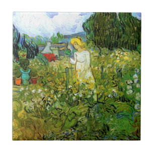 Azulejo Marguerite Gachet en el jardín por Vincent van Gog
