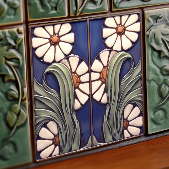 Azulejo Marguerite simétrico azul disisis artística (Subido por el creador)