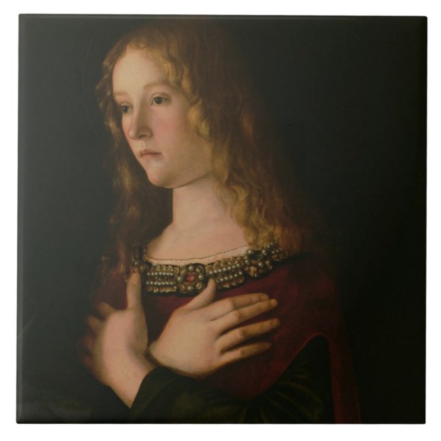 Azulejo Maria Magdalena, detalle de la Virgen y del niño w (Frente)