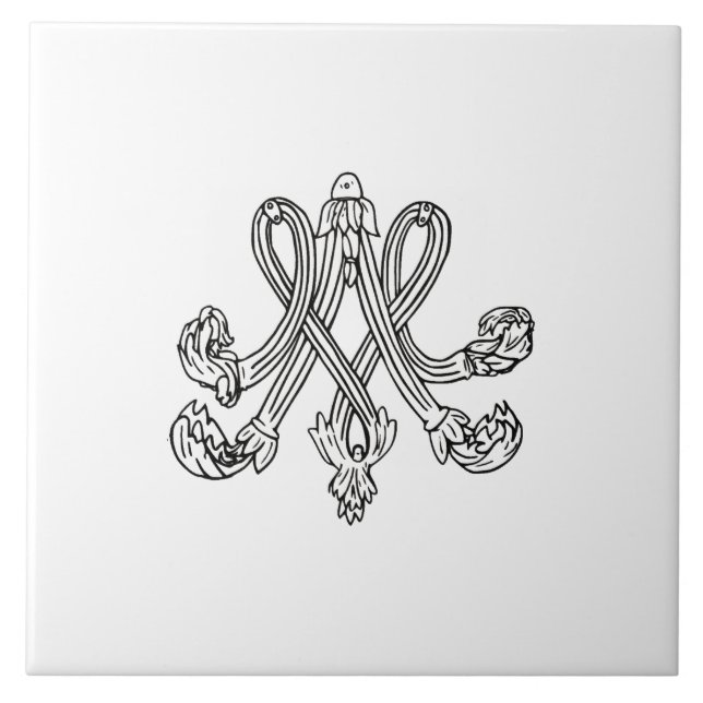Azulejo Marie Antoinette – Monogramm – Monogram initials (Frente)