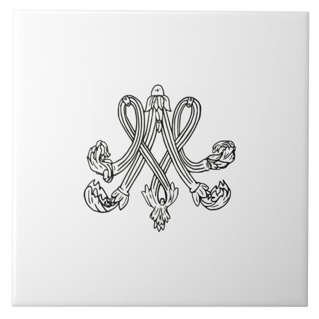 Azulejo Marie Antoinette – Monogramm – Monogram initials (Frente)