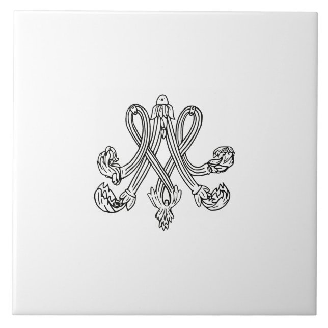 Azulejo Marie Antoinette – Monogramm – Monogram initials (Frente)