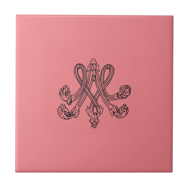 Azulejo Marie Antoinette – Monogramm – Monogram initials (Frente)