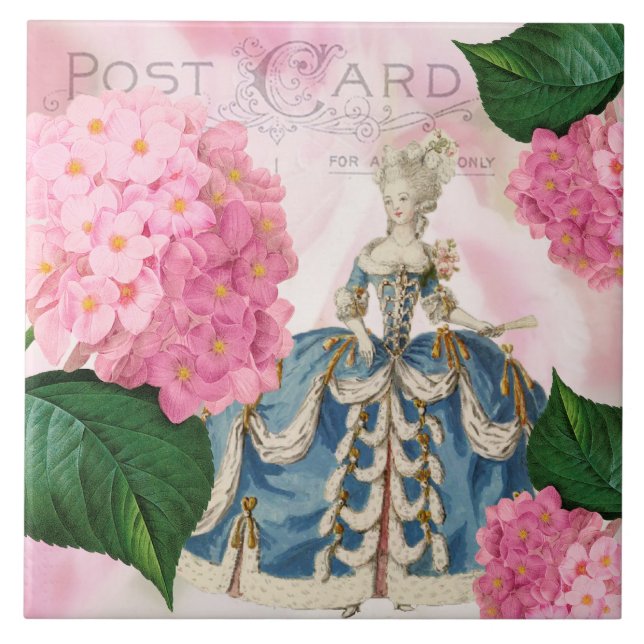 Azulejo Marie Antoinette Pink Hydrangea Cerámica Tile (Frente)