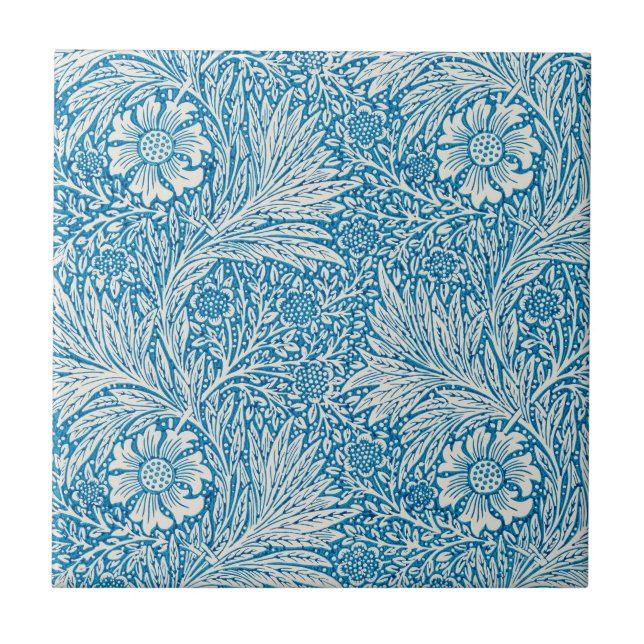 Azulejo Marigold de William Morris, flores de jardín vinta (Frente)