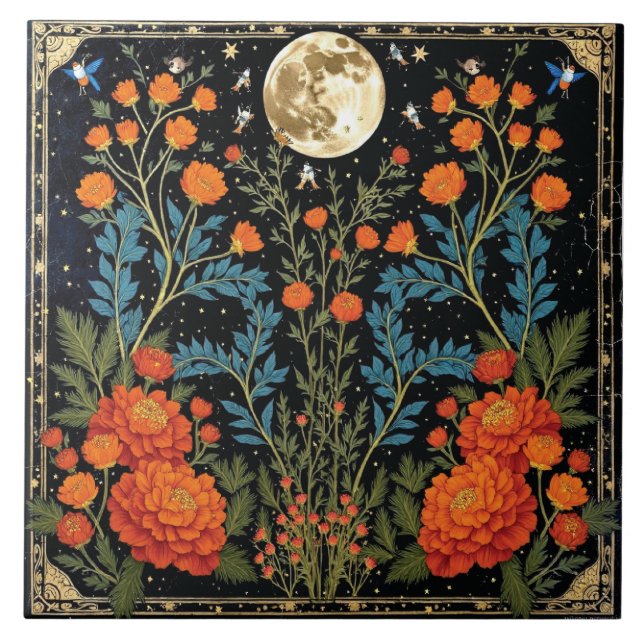 Azulejo Marigoldes y la Luna (Frente)