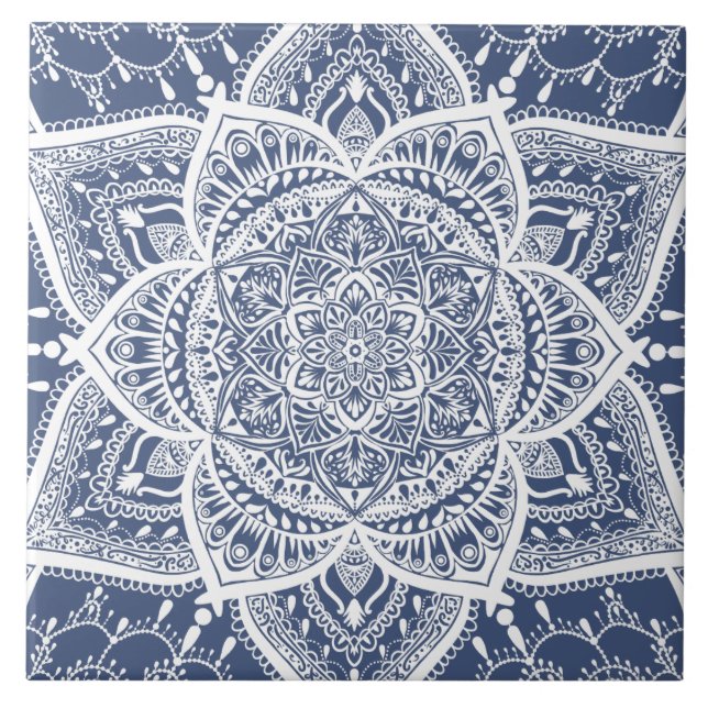 Azulejo Marina y Mandala blanca - Loergans en el tiburón b (Frente)
