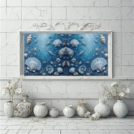 Azulejo Marine Life Underwater Seashells Fish Backsplash 