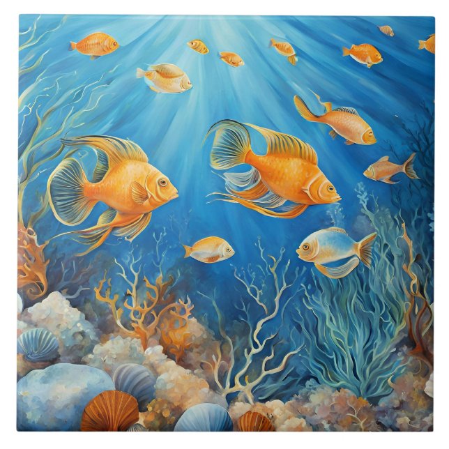 Azulejo Marine Life with Exotic Fish (Frente)