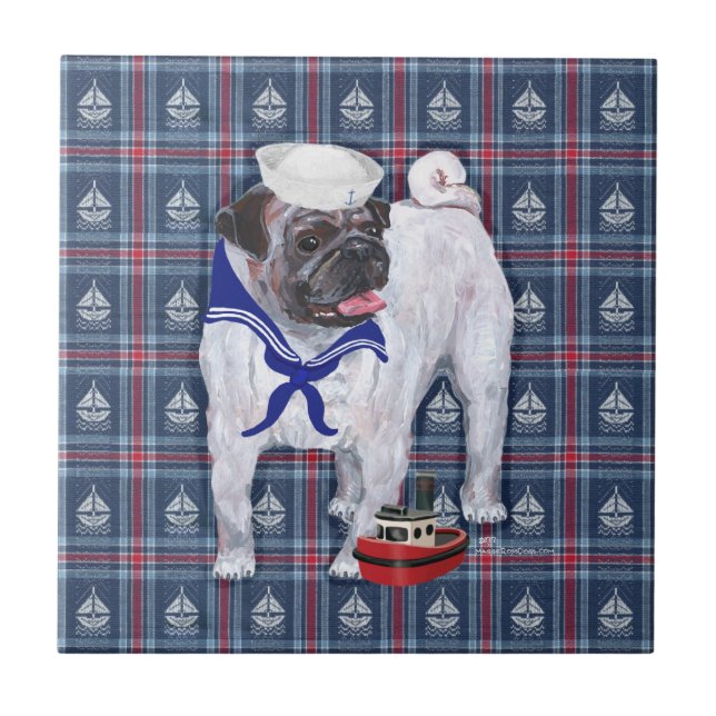 Azulejo Marinero Pug (Frente)