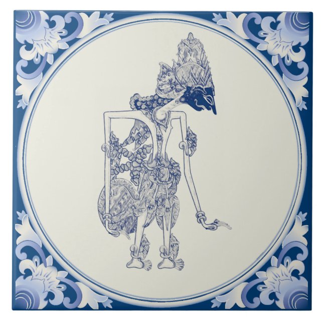Azulejo Marioneta De Sombra Holandés-Indonesia Delft Blauw (Frente)