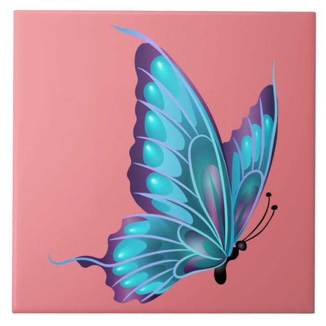 Azulejo Mariposa azul animada (Frente)