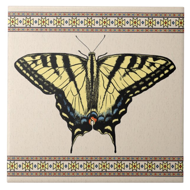 Azulejo Mariposa de cola de cerda amarilla del suroeste (Frente)