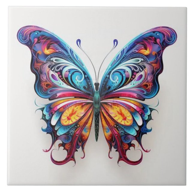 Azulejo mariposa de color vibrante (Frente)