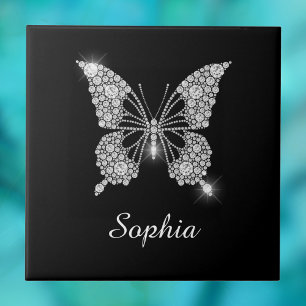 Azulejo Mariposa de Diamante Blanco, Nombre de Script DIY,