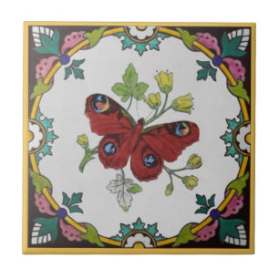 Azulejo Mariposa de pavo real de los años 70