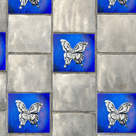 Azulejo Mariposa De Plata Mexicana Vintada En Cerámica Azu