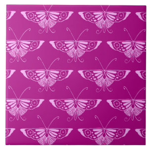 Azulejo Mariposa Deco estilizada - magenta y rosa