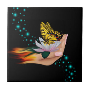 Azulejo Mariposa en Lotus Bloom