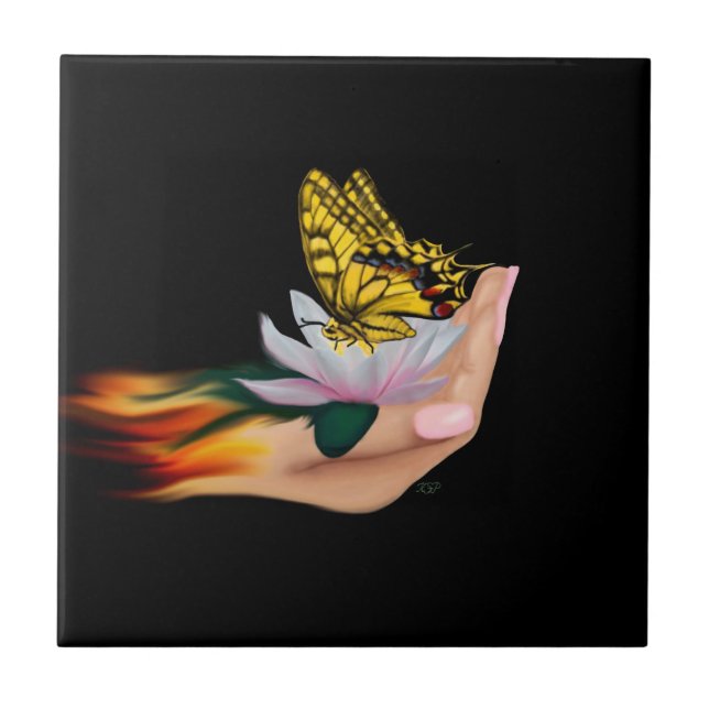 Azulejo Mariposa en Lotus Bloom (Frente)