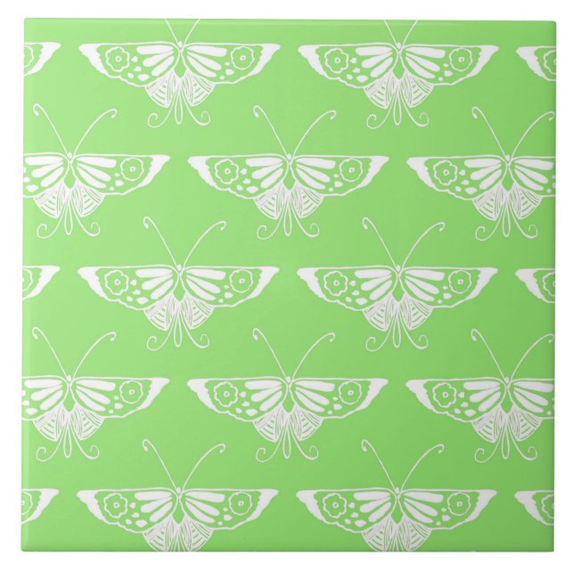 Azulejo Mariposa estilizada Deco - verde lima (Frente)