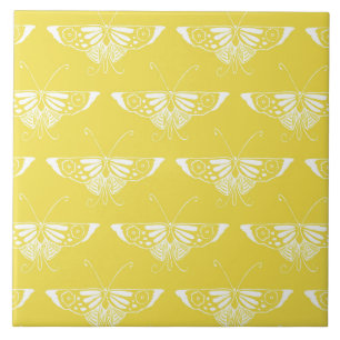 Azulejo Mariposa estilizada del art déco - amarillo y