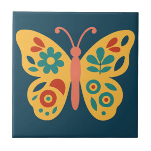 Azulejo Mariposa estilizada inspirada en la naturaleza con