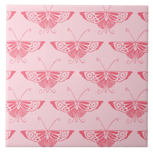 Azulejo Mariposa estilo Art Deco - rosa de coral (Frente)