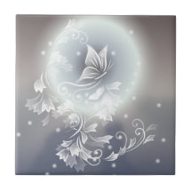Mariposa Floral Gris Azul Fantasía Animal