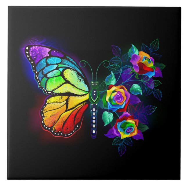Azulejo Mariposa florida arcoiris (Frente)