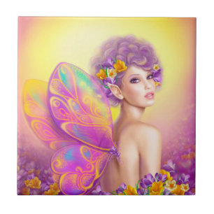 Azulejo Mariposa hermosa de la hada del chica